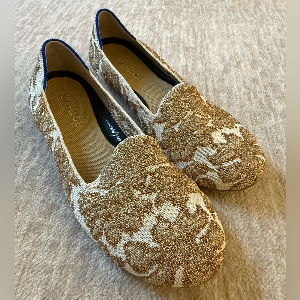 Rothy's Loafer Gold and Cream Loafers